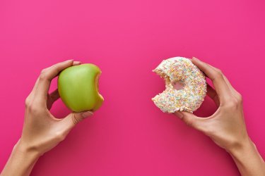 Natural Sugar vs Added sugar - Apple vs donut image